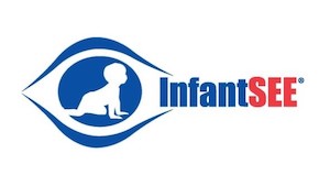 InfantSee Logo - Baby in eye and Blue Lettering 